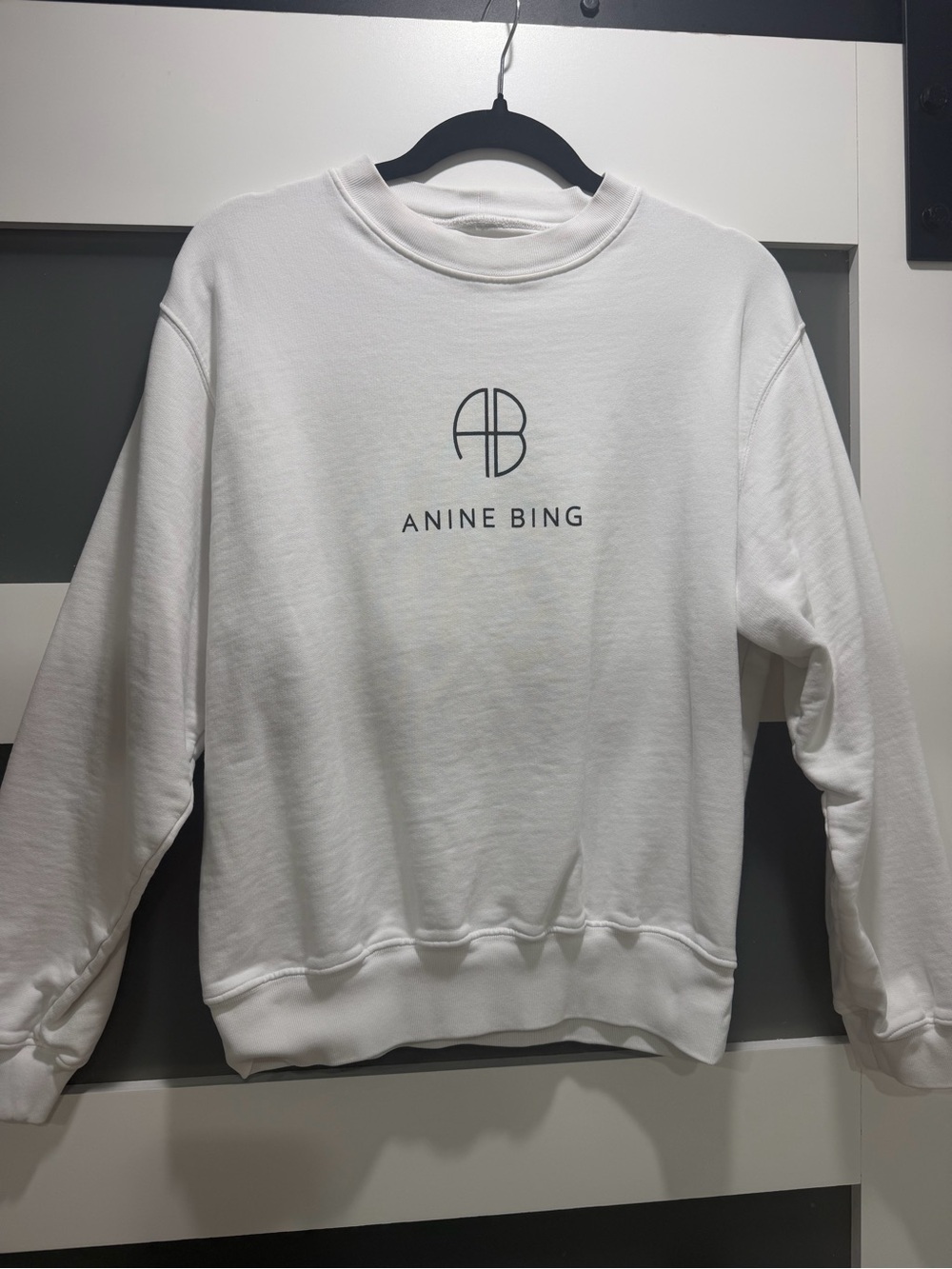 Anine Bing White Logo Crewneck Sweatshirt